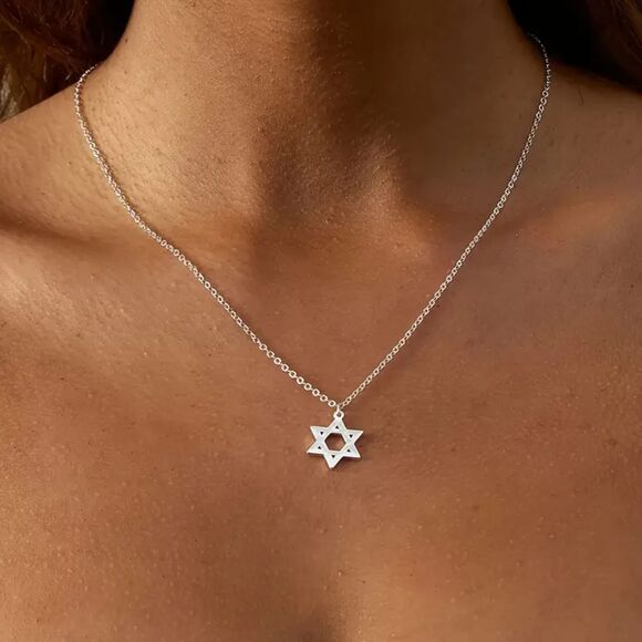 Silver Star of David Pendant Necklace Jewish Symbol Pendant Birthday Gift - Picture 2 of 6